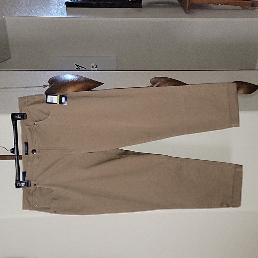 BANDOLINO Ankle Roll Cuff Beige Stretch Jeans size 14 NWT